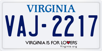 VA license plate VAJ2217