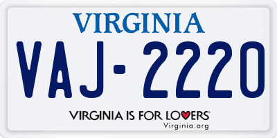 VA license plate VAJ2220