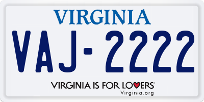 VA license plate VAJ2222