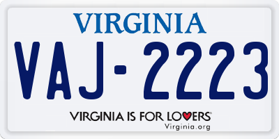 VA license plate VAJ2223