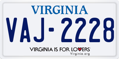VA license plate VAJ2228
