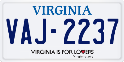 VA license plate VAJ2237