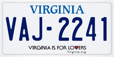 VA license plate VAJ2241