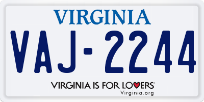 VA license plate VAJ2244