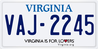 VA license plate VAJ2245