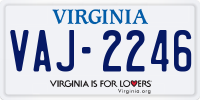 VA license plate VAJ2246