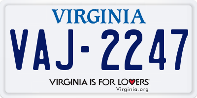 VA license plate VAJ2247