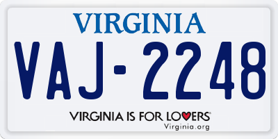 VA license plate VAJ2248