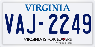 VA license plate VAJ2249