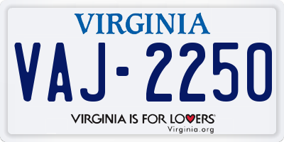 VA license plate VAJ2250