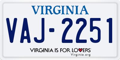 VA license plate VAJ2251