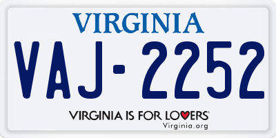 VA license plate VAJ2252