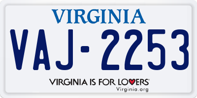 VA license plate VAJ2253
