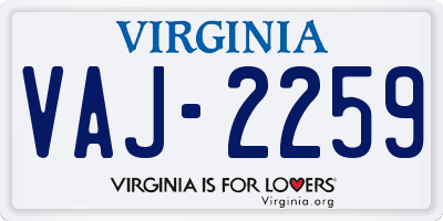 VA license plate VAJ2259