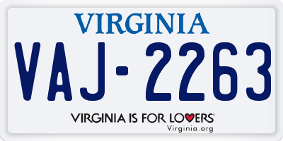 VA license plate VAJ2263