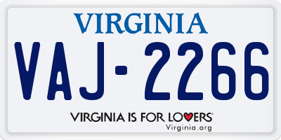 VA license plate VAJ2266