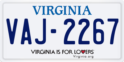 VA license plate VAJ2267