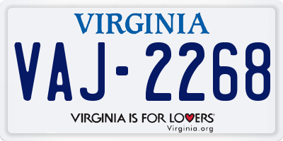 VA license plate VAJ2268