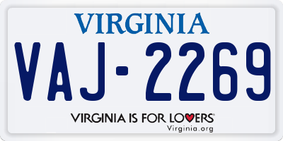 VA license plate VAJ2269