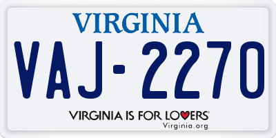 VA license plate VAJ2270