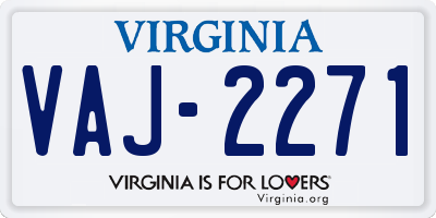 VA license plate VAJ2271