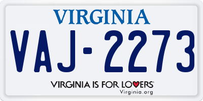 VA license plate VAJ2273
