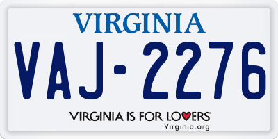 VA license plate VAJ2276