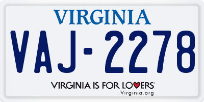 VA license plate VAJ2278