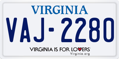 VA license plate VAJ2280