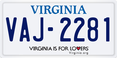 VA license plate VAJ2281
