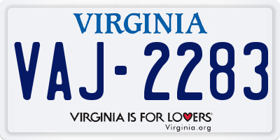 VA license plate VAJ2283