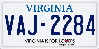 VA license plate VAJ2284