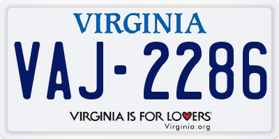 VA license plate VAJ2286