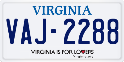 VA license plate VAJ2288