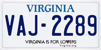 VA license plate VAJ2289