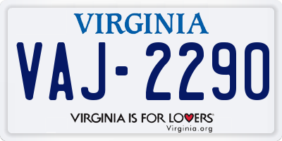 VA license plate VAJ2290