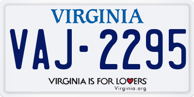VA license plate VAJ2295