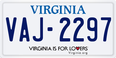 VA license plate VAJ2297