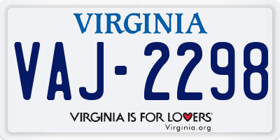 VA license plate VAJ2298