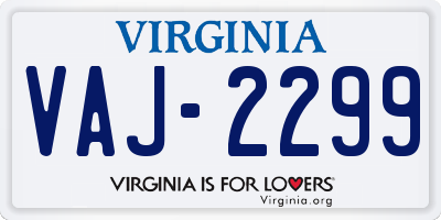 VA license plate VAJ2299
