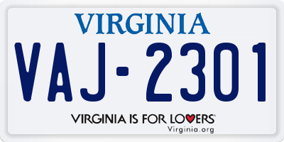 VA license plate VAJ2301