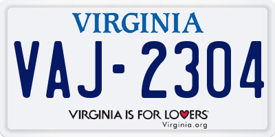 VA license plate VAJ2304