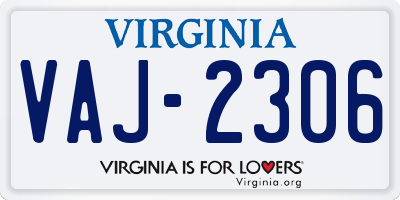 VA license plate VAJ2306
