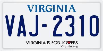 VA license plate VAJ2310