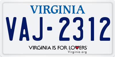 VA license plate VAJ2312