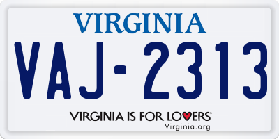 VA license plate VAJ2313
