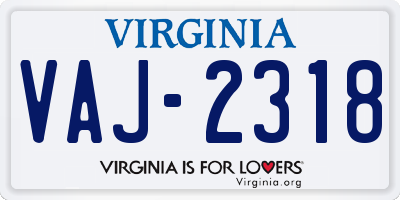 VA license plate VAJ2318