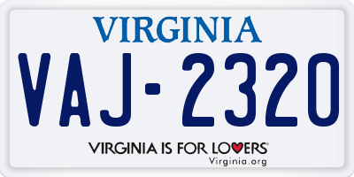 VA license plate VAJ2320