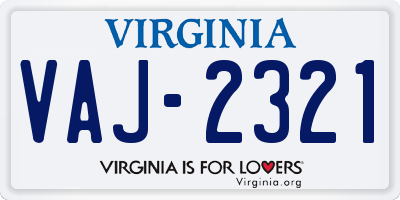 VA license plate VAJ2321