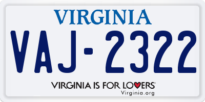 VA license plate VAJ2322